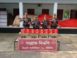 সিলেট সীমান্তে জব্দ অর্ধকোটি টাকার চো/রাই পণ্য